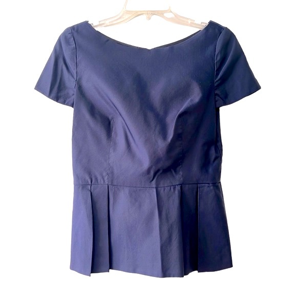 Prada Short Sleeve Peplum Top, Navy, EU 42/US 6 - Picture 4 of 10